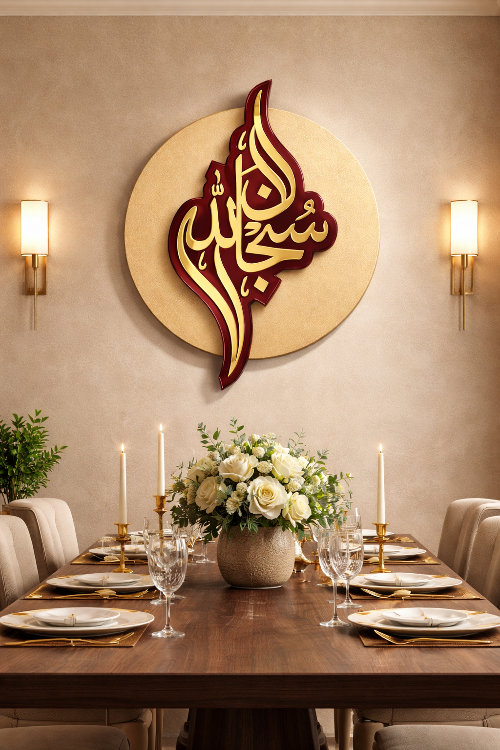 SubhanAllah (سُبْحَانَ ٱللَّٰهِ) wall decor Beige & maroon