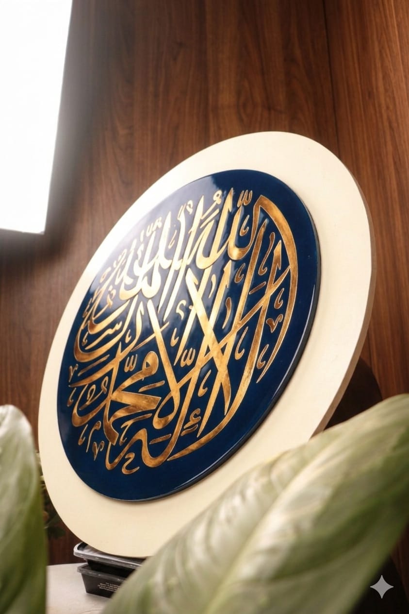 Kalma (لَا إِلٰهَ إِلَّا ٱللَّٰهُ) Blue Beige wall art