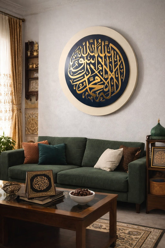 Kalma (لَا إِلٰهَ إِلَّا ٱللَّٰهُ) Blue Beige wall art