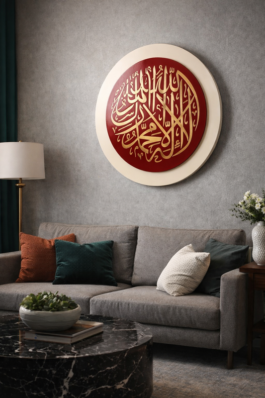 Kalma (لَا إِلٰهَ إِلَّا ٱللَّٰهُ) Maroon & Beige wall art