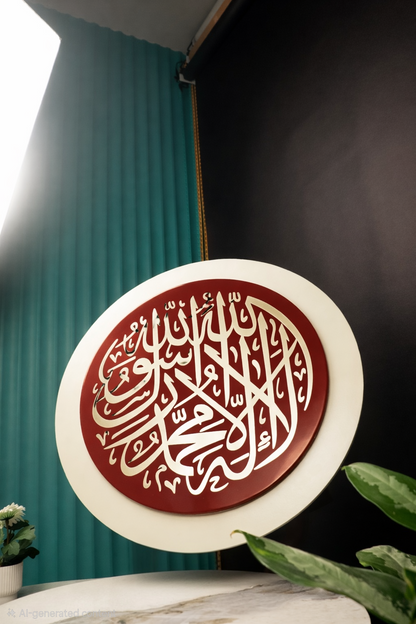 Kalma (لَا إِلٰهَ إِلَّا ٱللَّٰهُ) Maroon & Beige wall art